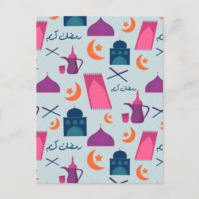 Glad Ramadan-mönster Vykort (Framsida)