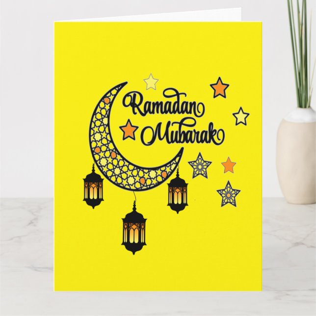 Glad Ramadan Mubarak Kareem halvmåneljus  Kort (Framsida)