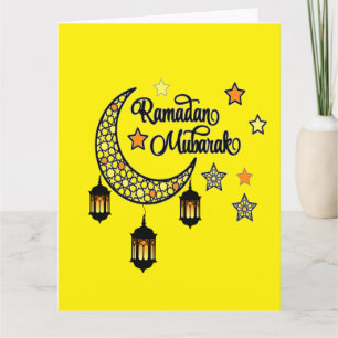 Glad Ramadan Mubarak Kareem halvmåneljus Kort