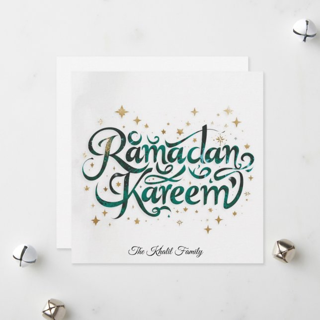 Glad Ramadan Mubarak Ramadan Kareem Guld Muslim Julkort (Fram/Back In Situ)
