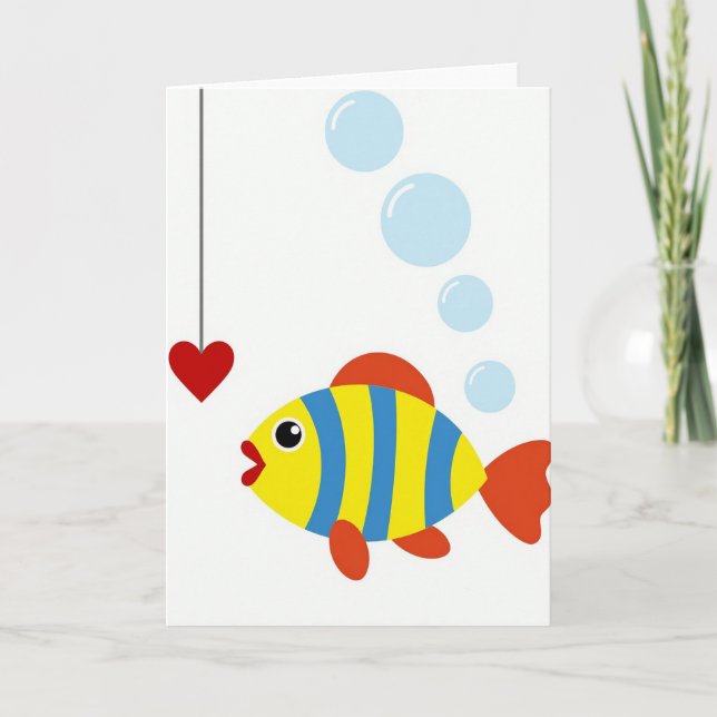 Glad Randig Fisk Hjärtkort Kort (Framsida)