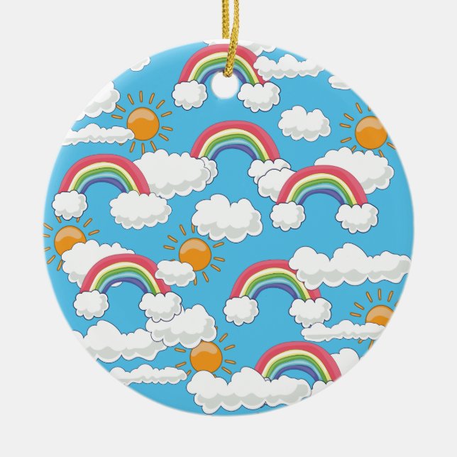 Glad regnbåge julgransprydnad keramik (Framsidan)