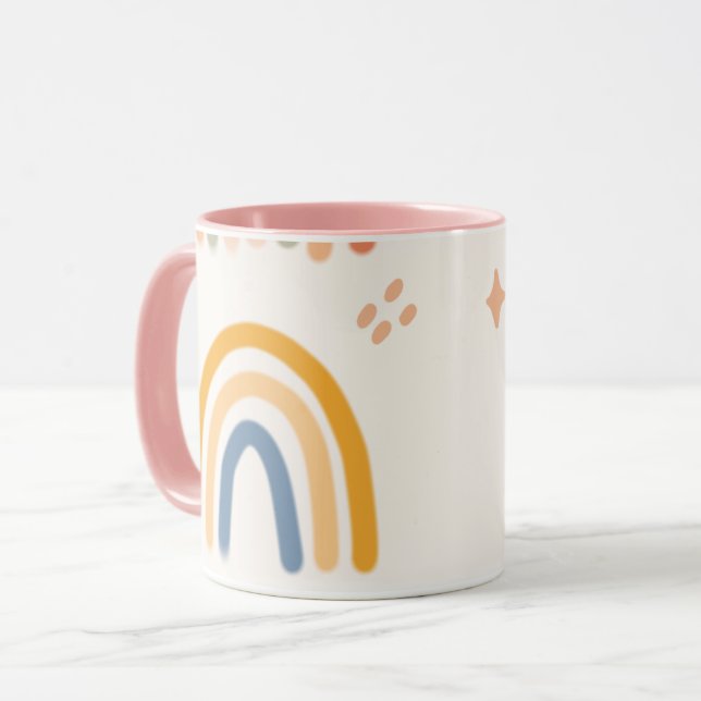 Glad regnbågsdoodle-muggdesign mugg (Framsida vänster)