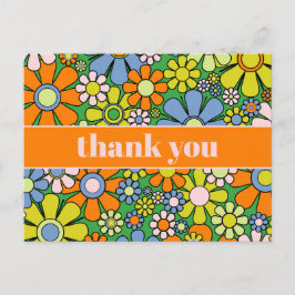 Glad Retro 60-tals Blommig Tacksamhet Vykort