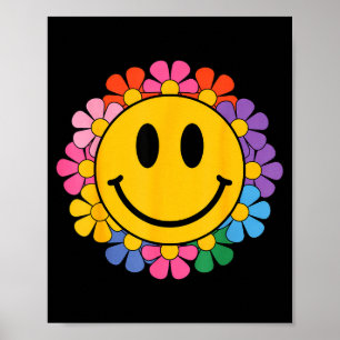 Glad Retro Marguerit Leende Ansikte Preppy Estetik Poster