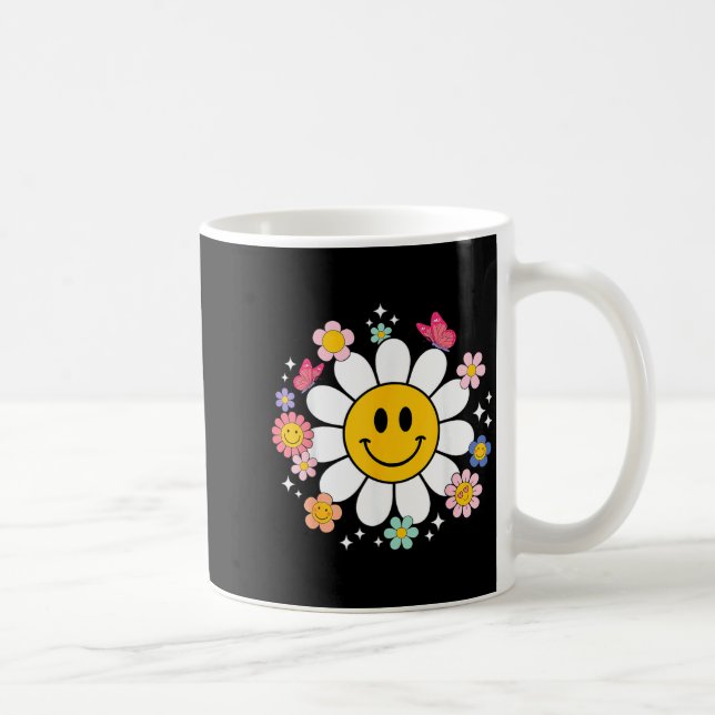 Glad Retro Tusenskönas Smiley Ansikte Preppy Estet Kaffemugg (Höger)