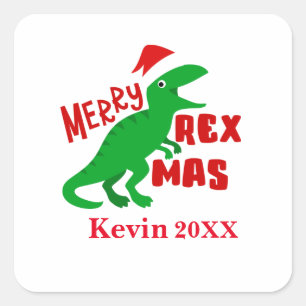 Glad Rex Mas Personlig Barn TRex Dinosaurie Fyrkantigt Klistermärke