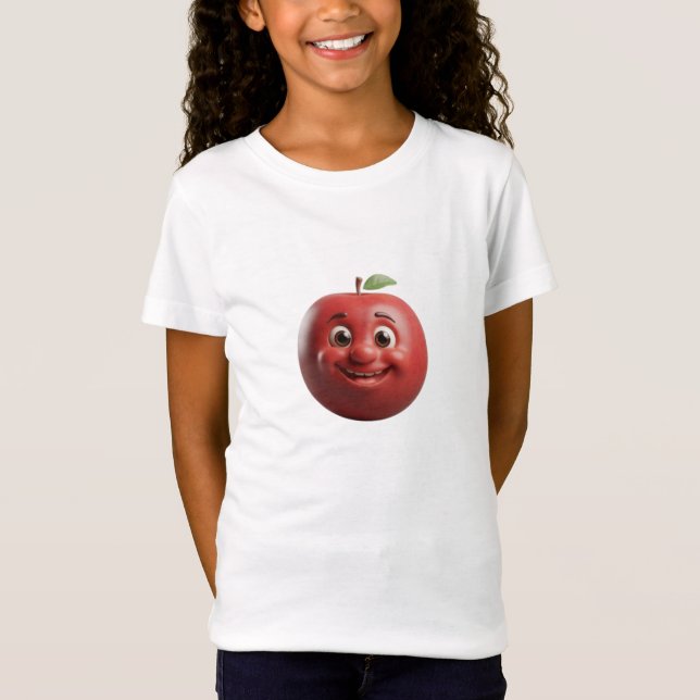 Glad Röd Äpple Söt 3D Konst T Shirt (Framsida)