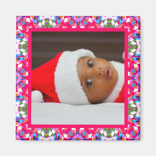 Glad Röd Grön Blå Jul Foto Bildram Magnet