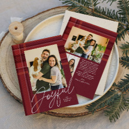 Glad röd julrutig fotobild julkort