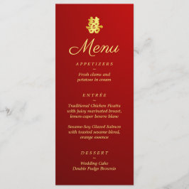 Glad röd kinesisk dubbla i bröllop meny