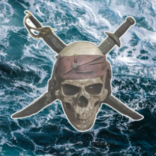 Glad ROGER Piratdödskalle dekal