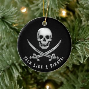 Glad Rogers Piratdag Julgransprydnad Keramik