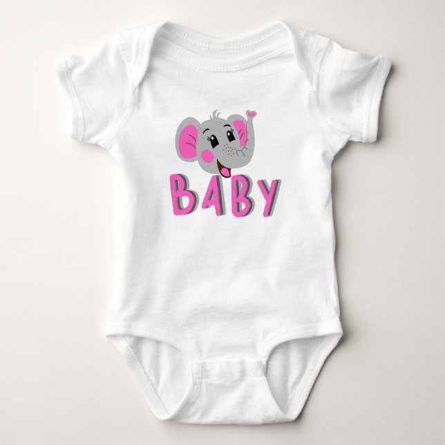 Glad Rosa Baby Elefant T Shirt (Framsida)
