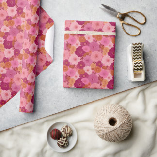 Glad Rosa Blommig Stilisert Bukett Presentpapper