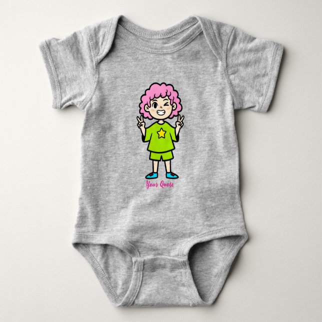 Glad rosa hårseriefigur t shirt (Framsida)