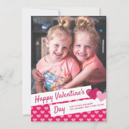 Glad Rosa Heart-Anpassningsbar-foto på Alla hjärta Julkort