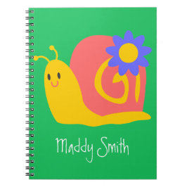 Glad rosa och grön snigel anteckningsbok