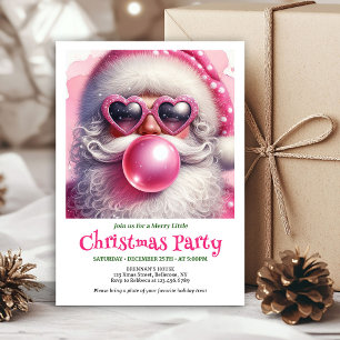 Glad rosa tomte bubbelgummi vattenfärg jul inbjudningar