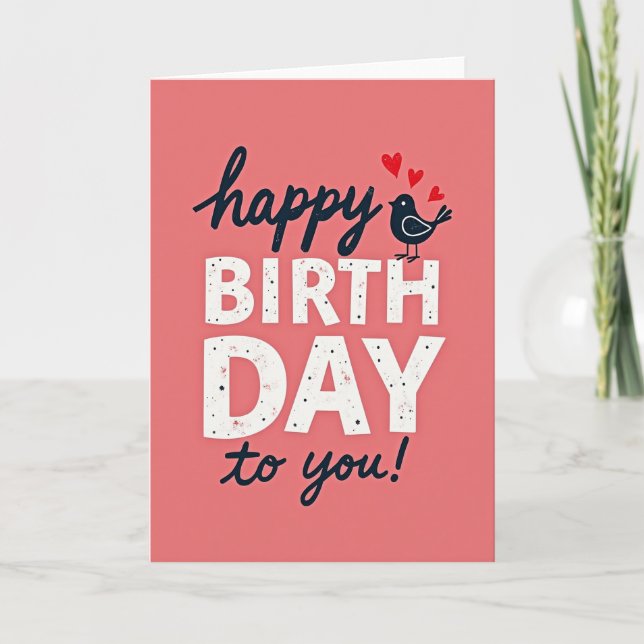 Glad Rosa Typografi Kort (Framsida)