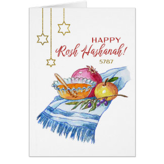 Glad Rosh Hashanah i akvarell Hälsningskort