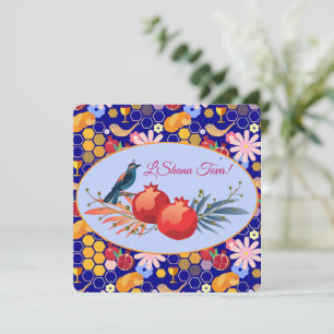 Glad Rosh Hashanah judisk nyår Blommönster Julkort