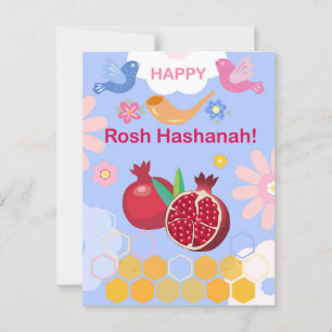 Glad Rosh Hashanah judisk nyår Blommönster Vykort
