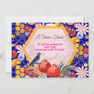 Glad Rosh Hashanah judisk nyår blomster mönster Inbjudningar
