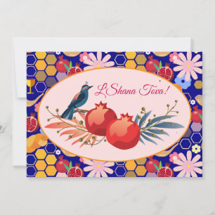 Glad Rosh Hashanah judisk nyår blomster mönster Julkort