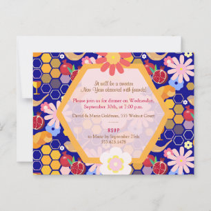 Glad Rosh Hashanah judisk nyår blomster mönster Vykort