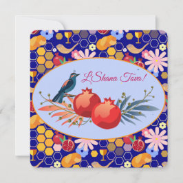 Glad Rosh Hashanah judisk nyårsdag Blommönster Julkort