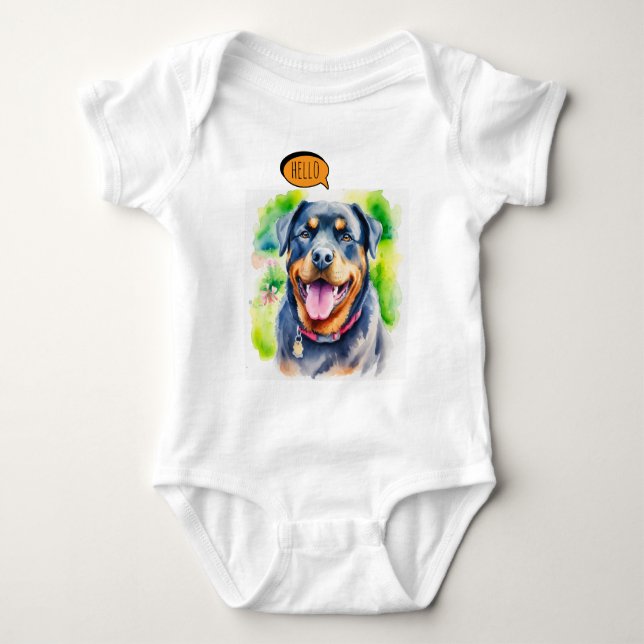 Glad Rottweiler Husdjur i akvarell T Shirt (Framsida)
