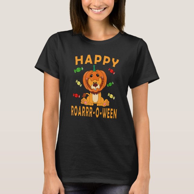 Glad Ryter O Ween Bebis Lejon Pumpa Hjälm Kostym T Shirt (Framsida)
