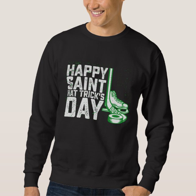 Glad Saint Hat Trick-dagen ishockey St Patricks Lång Ärmad Tröja (Framsida)