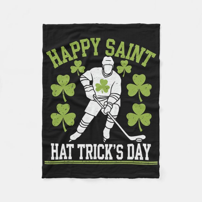 Glad Saint Hat Trick-dagen St. Patricks dag Hock Fleecefilt (Framsidan)