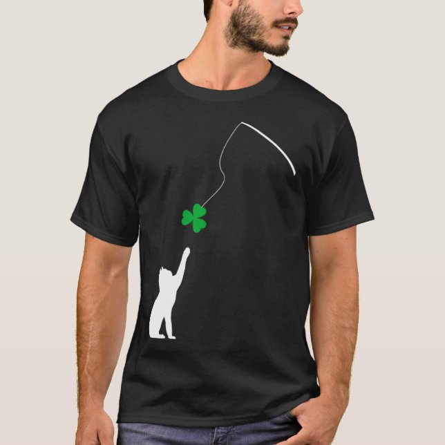 Glad Saint Patrick s dag Shamrock Katt Shamrock Ki T Shirt (Framsida)
