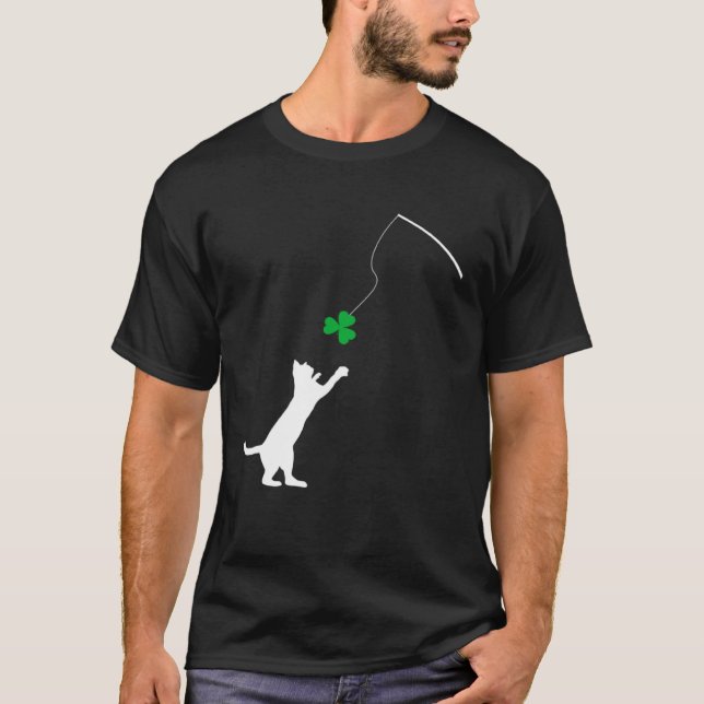 Glad Saint Patrick s Day Shamrock Katt Shamrock Ki T Shirt (Framsida)