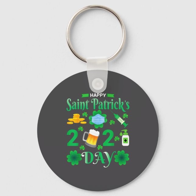 Glad Saint Patrick's Day 2024 Irländsk Shamrock-an Nyckelring (Framsida)