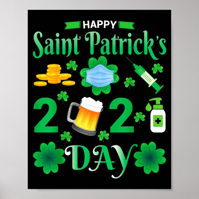 Glad Saint Patrick's Day 2024 Irländsk Shamrock-an Poster (Framsidan)