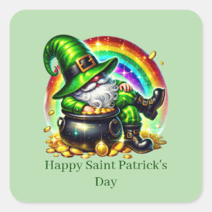 Glad Saint Patrick's Day anpassningsbar leprechaun Fyrkantigt Klistermärke