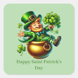 Glad Saint Patrick's Day anpassningsbar tomte Fyrkantigt Klistermärke