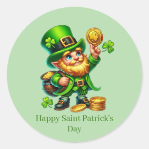 Glad Saint Patrick's Day anpassningsbar tomte Runt Klistermärke