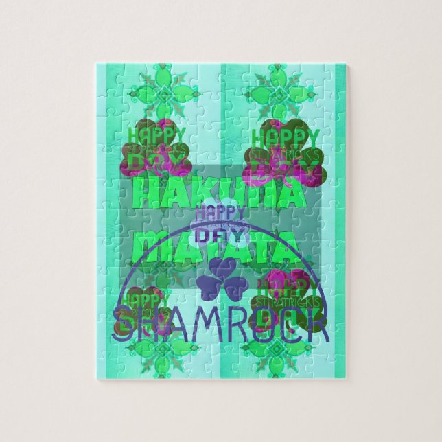 Glad Saint Patrick's Day Hakuna Matata Konsttryck Pussel (Vertikal)