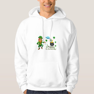 Glad Saint Patrick's Day Leprechaun Regnbåge Hoodie