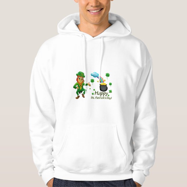 Glad Saint Patrick's Day Leprechaun Regnbåge Hoodie (Framsida)