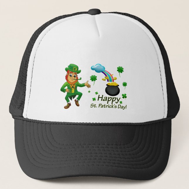 Glad Saint Patrick's Day Leprechaun Regnbåge  Keps (Framsida)