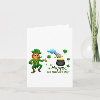 Glad Saint Patrick's Day Leprechaun Regnbåge  Kort