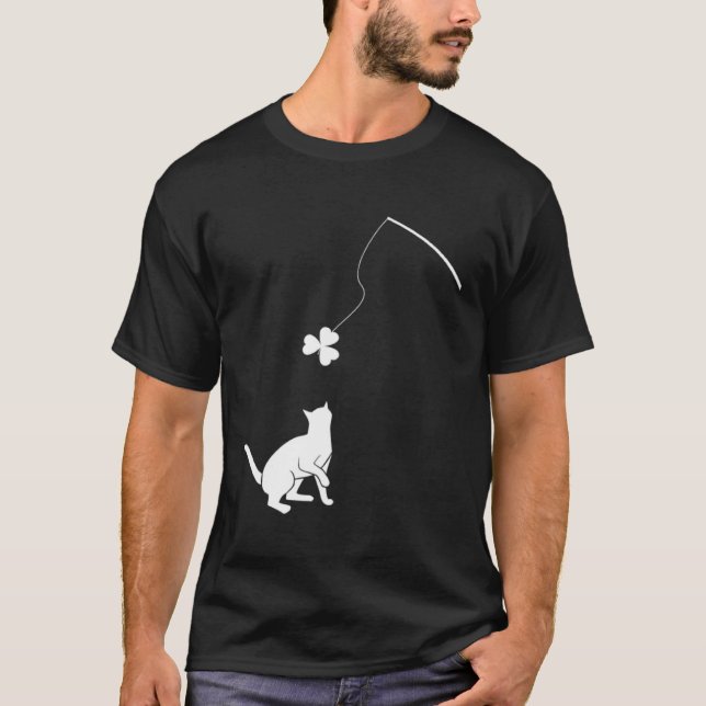 Glad Saint Patrick's Day Shamrock Katt T-shirt Sha (Framsida)