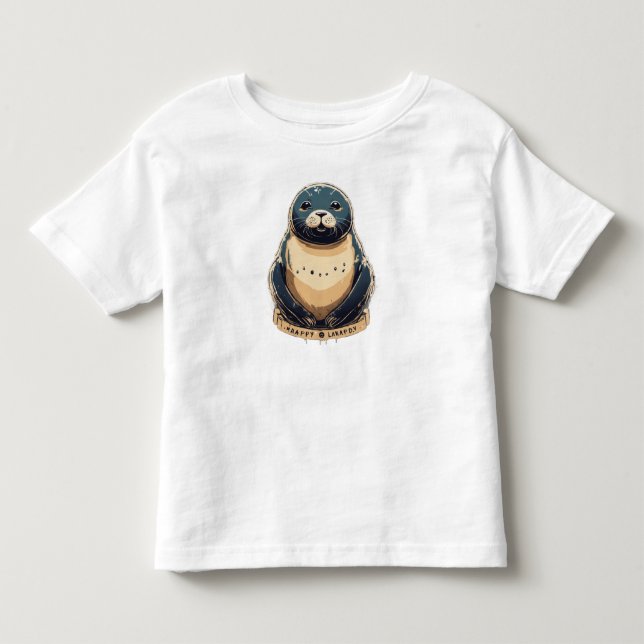 Glad säl distressad vintage T-shirt (Framsida)