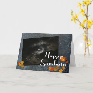 Glad Samhain-fullmåne/Höstblad Kort
